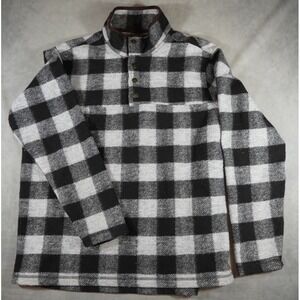 John Wayne Men's Size Large Fleece 1/4 Button Snap Plaid Pullover Sweater